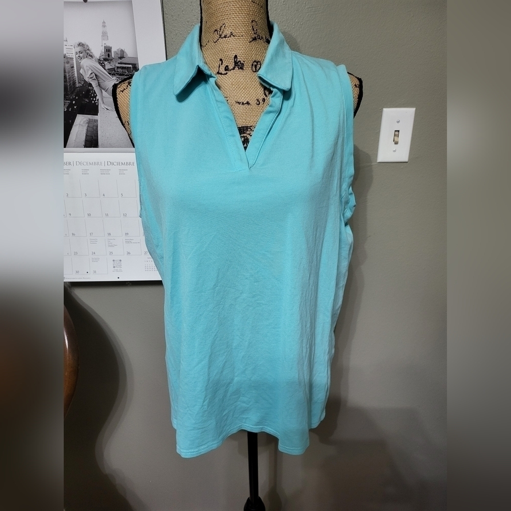 Aryeh collared Tank Aqua